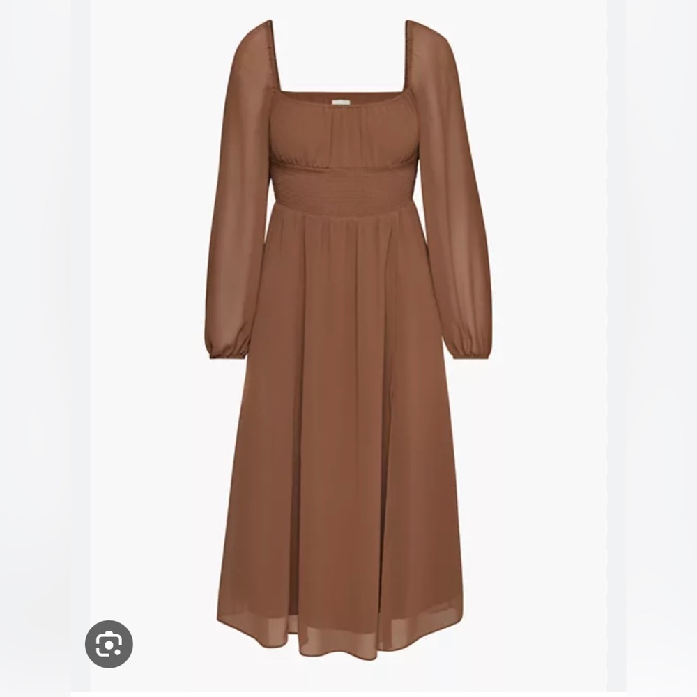 Wilfred Bella Dress. square-neck chiffon midi dress.